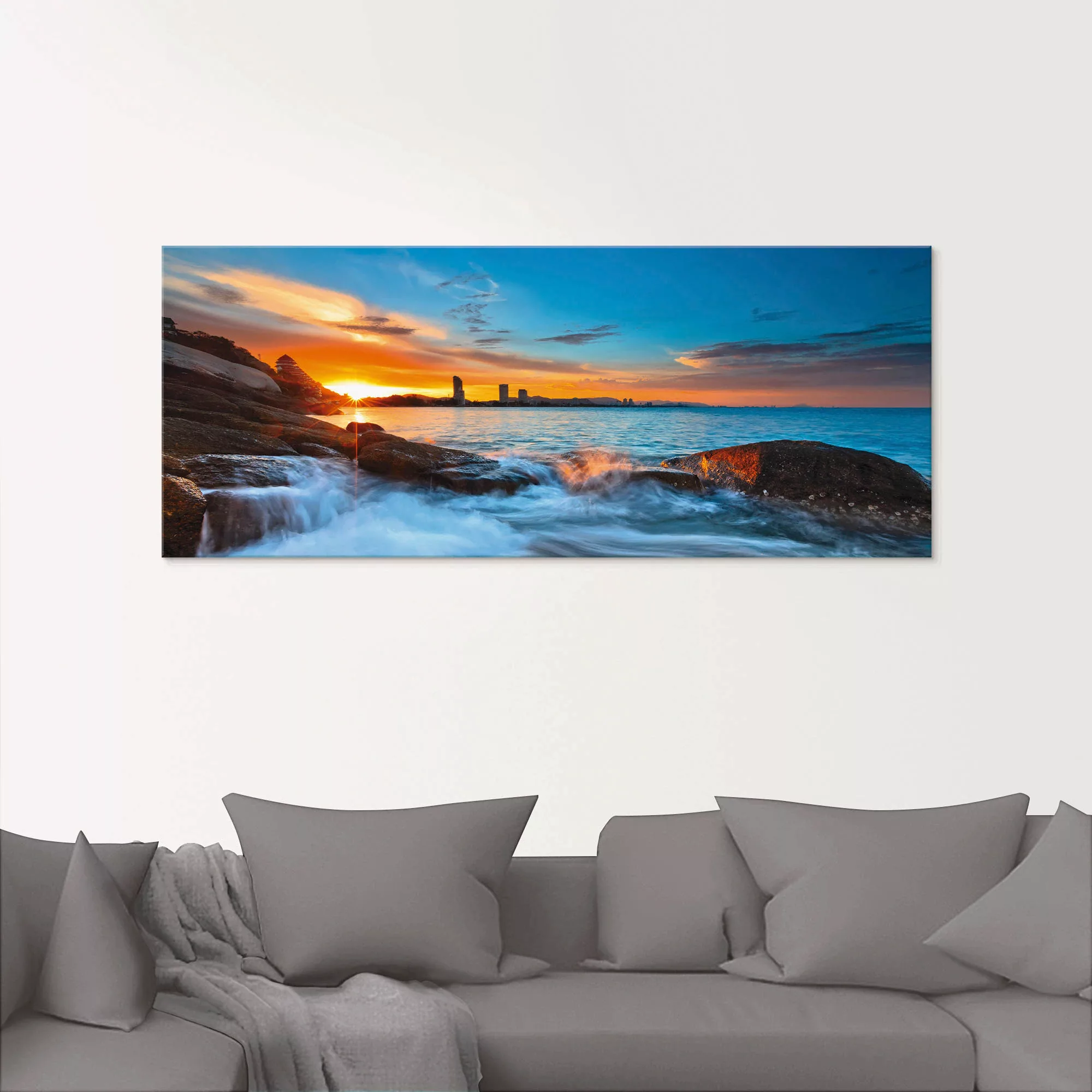 Artland Glasbild »Sonnenuntergangszeit am Hua-Hin Strand«, Gewässer, (1 St. günstig online kaufen