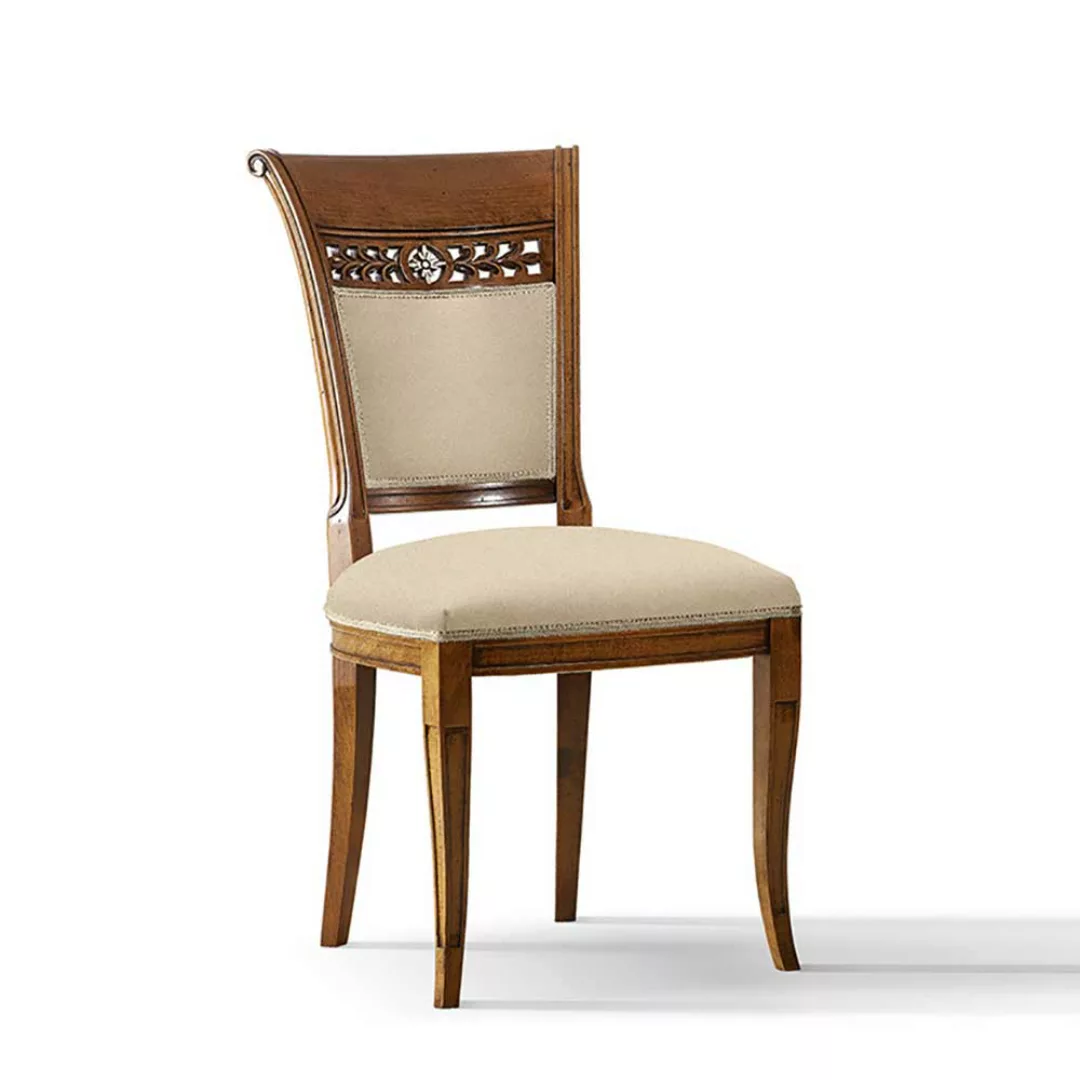 Stilmöbel Stuhl in italienischem Design Beige und Buche braun günstig online kaufen