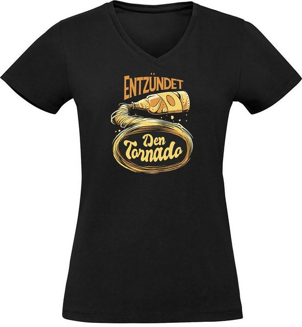 MyDesign24 T-Shirt Damen Oktoberfest T-Shirt - Entzündet den Tornado V-Auss günstig online kaufen