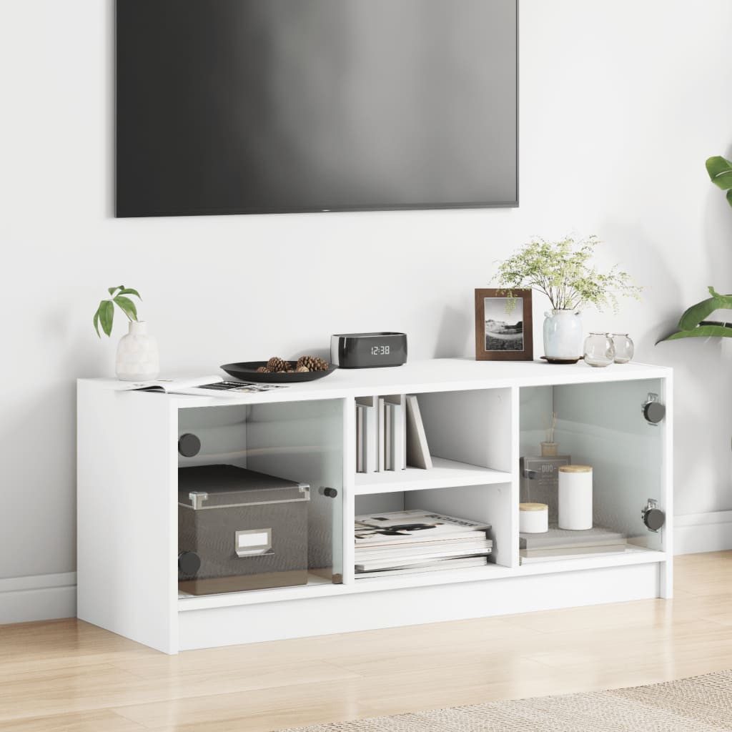 vidaXL TV-Schrank TV-Schrank mit Glastüren Weiß günstig online kaufen