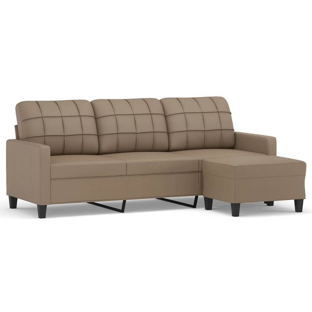 vidaXL Sofa 3-Sitzer-Sofa mit Hocker Cappuccino-Braun 180 cm Kunstleder günstig online kaufen