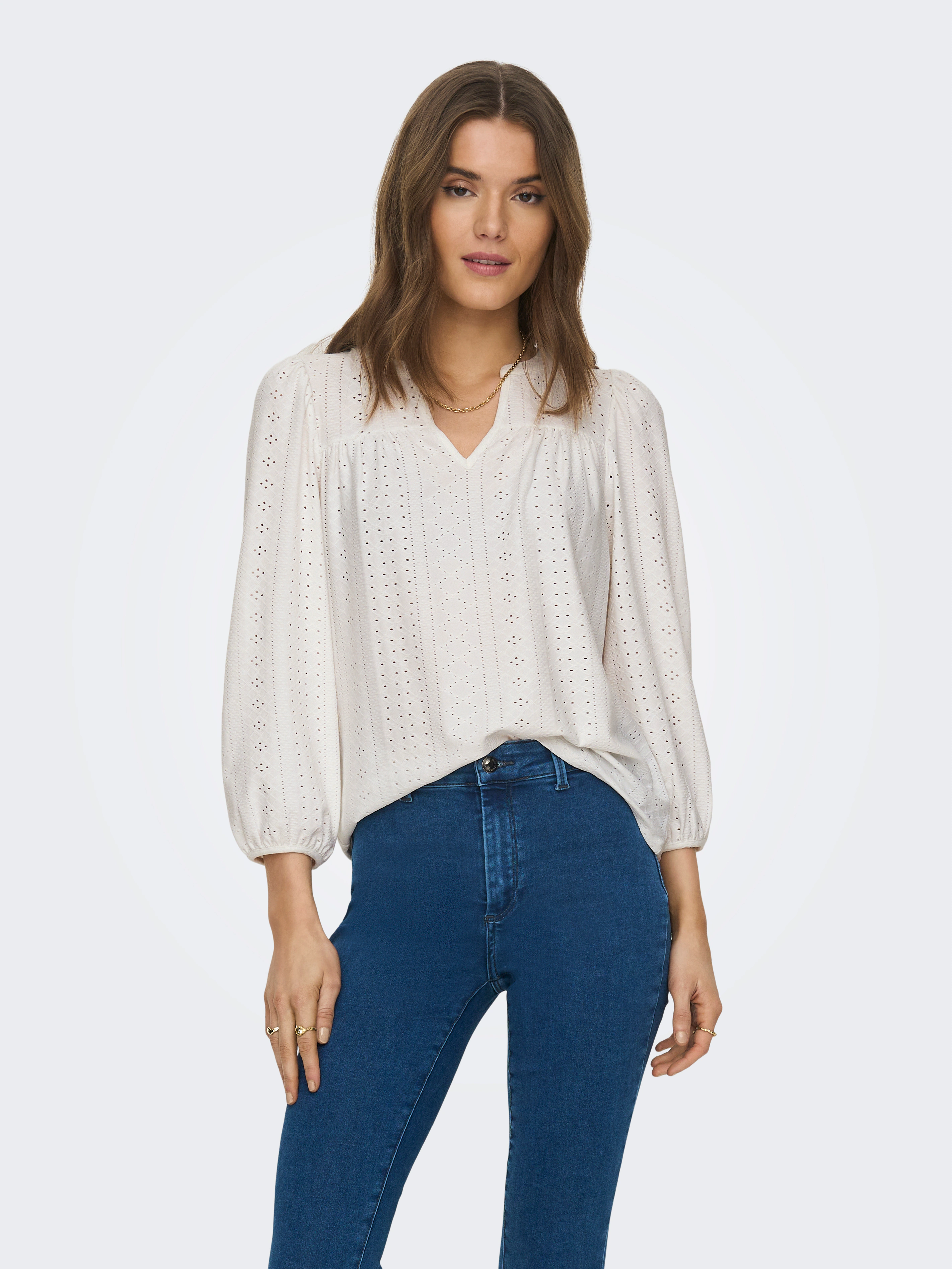 ONLY Blusenshirt "ONLSANDRA 3/4 SPLIT TOP JRS" günstig online kaufen