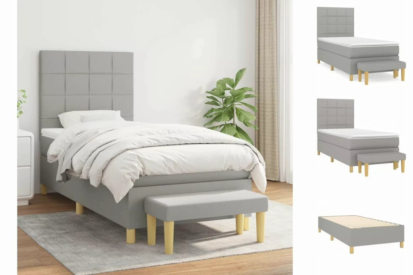 vidaXL Boxspringbett Boxspringbett mit Matratze und Fusshocker Stoff (80 x günstig online kaufen