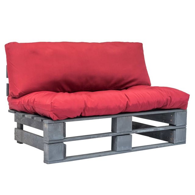 vidaXL Loungesofa Outdoor-Sofa Paletten mit Kissen in Rot Kiefernholz, 1 Te günstig online kaufen