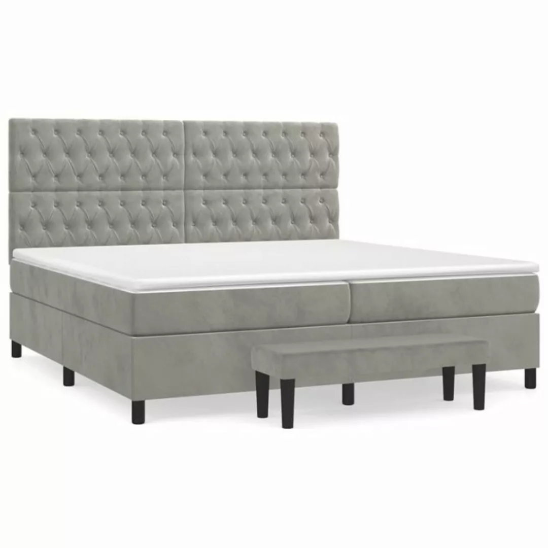 furnicato Bettgestell Boxspringbett mit Matratze Hellgrau 200x200 cm Samt ( günstig online kaufen