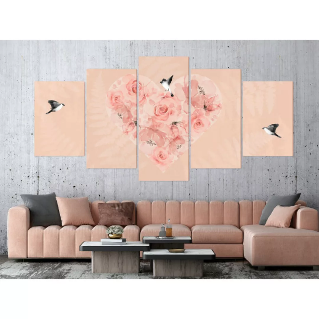 Leinwandbild Rose Heart (5 Parts) Wide XXL günstig online kaufen