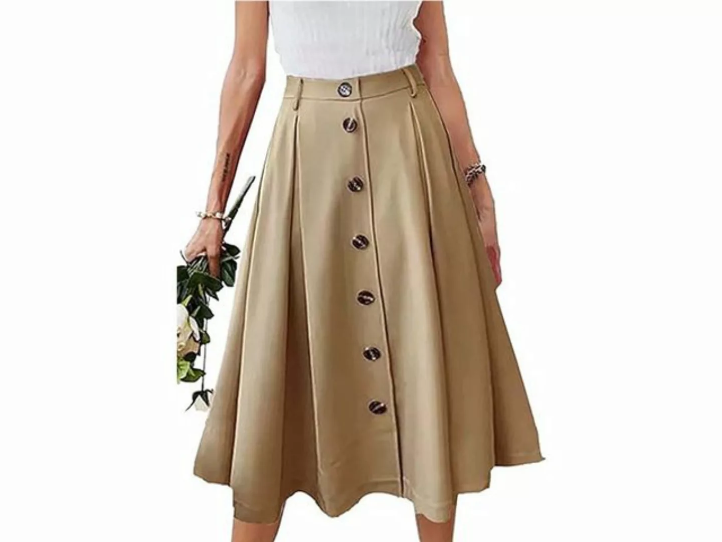 FIDDY A-Linien-Rock Midiröcke, lange Röcke mit hoher Taille, Damentaschen, günstig online kaufen