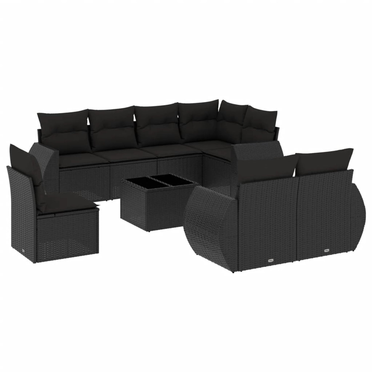 vidaXL 9-tlg Garten-Sofagarnitur mit Kissen Schwarz Poly Rattan Modell 79 günstig online kaufen