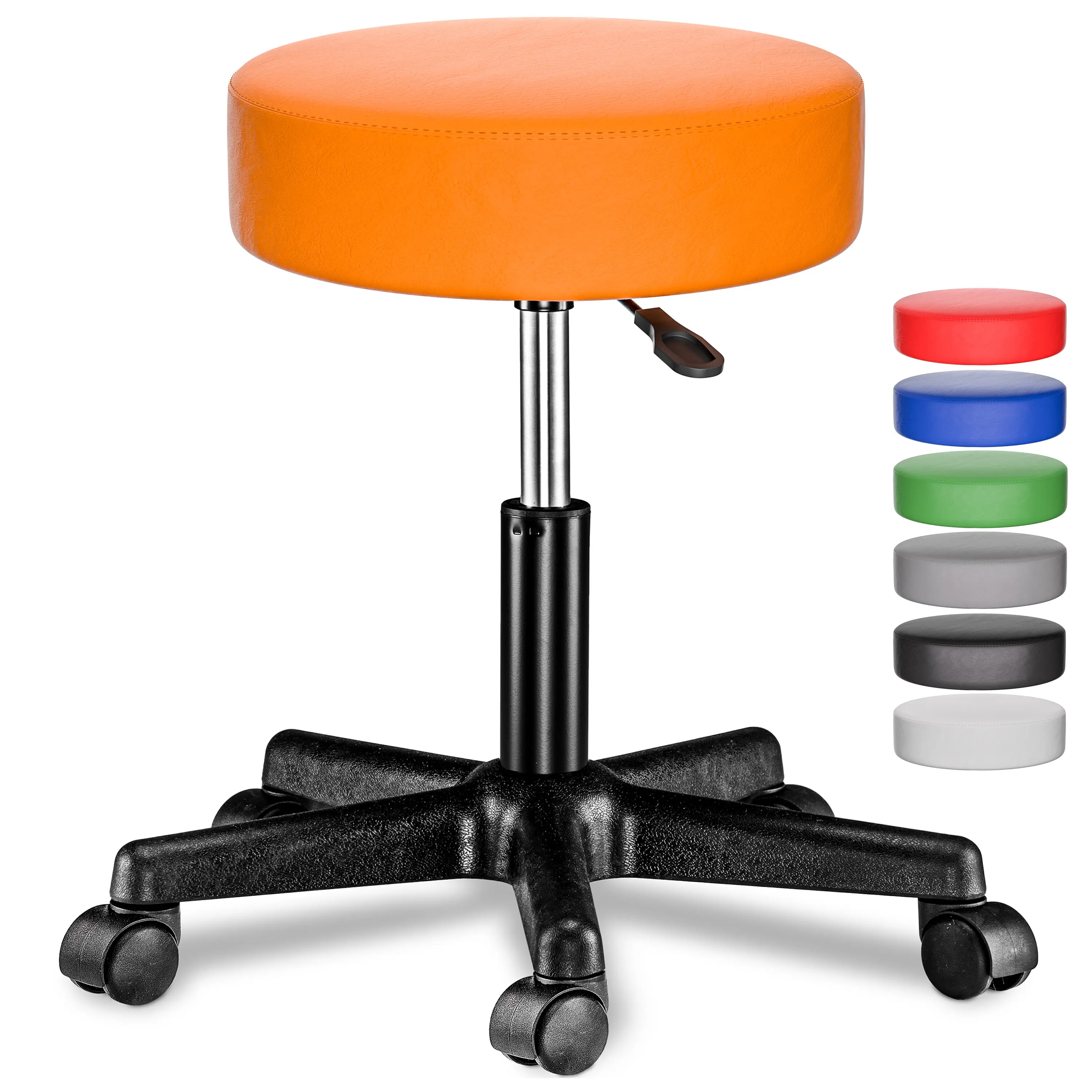 Rollhocker Kunstleder 2er-Set Orange 360° drehbar günstig online kaufen