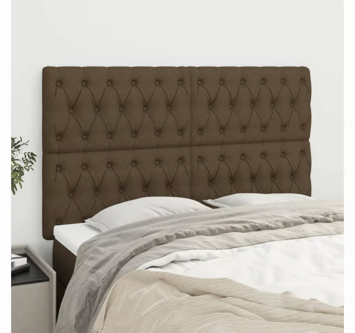 vidaXL Bett, Kopfteile 4 Stk. Dunkelbraun 72x7x78/88 cm Stoff günstig online kaufen