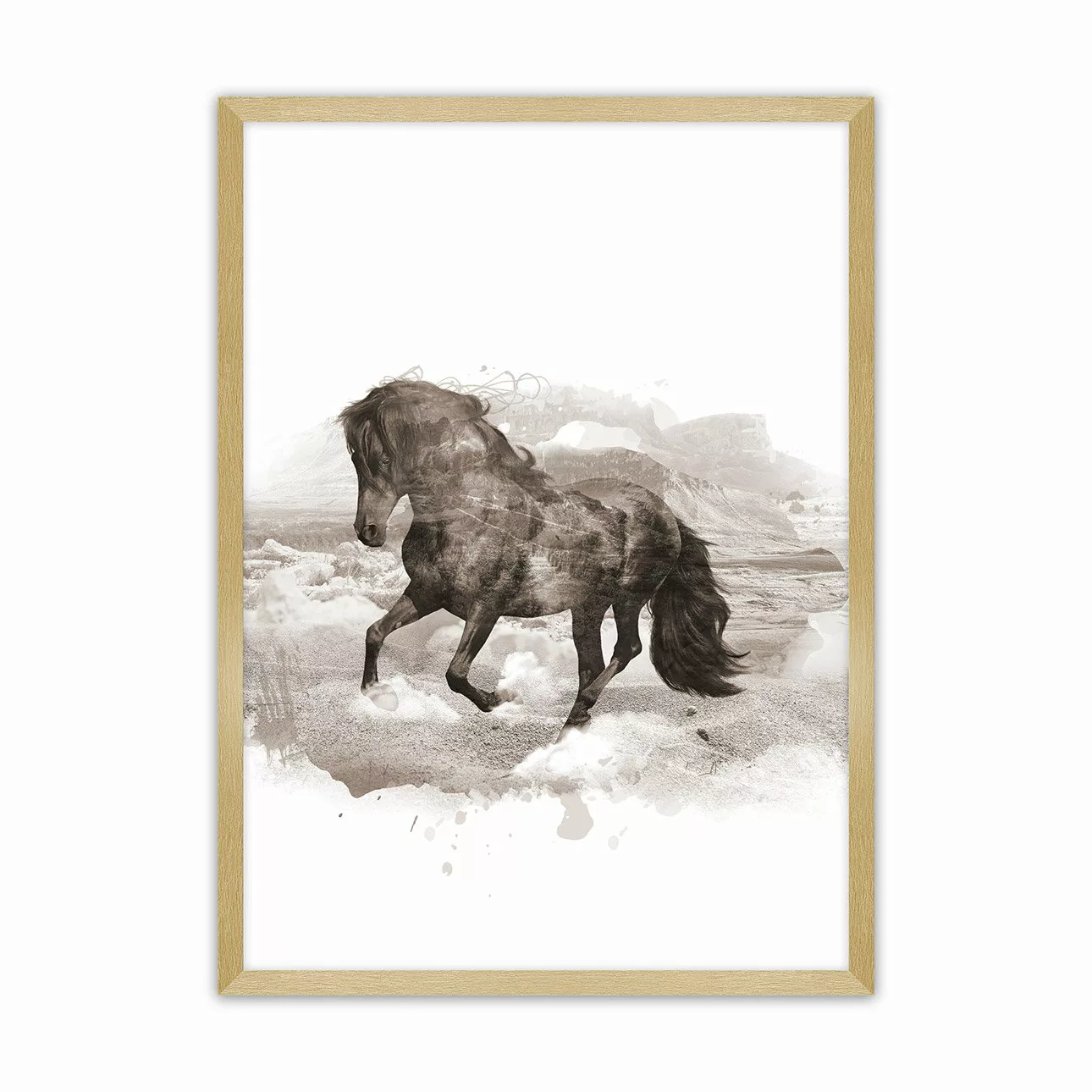 Poster Horse, 21 x 30 cm , Rahmen wählen: gold günstig online kaufen