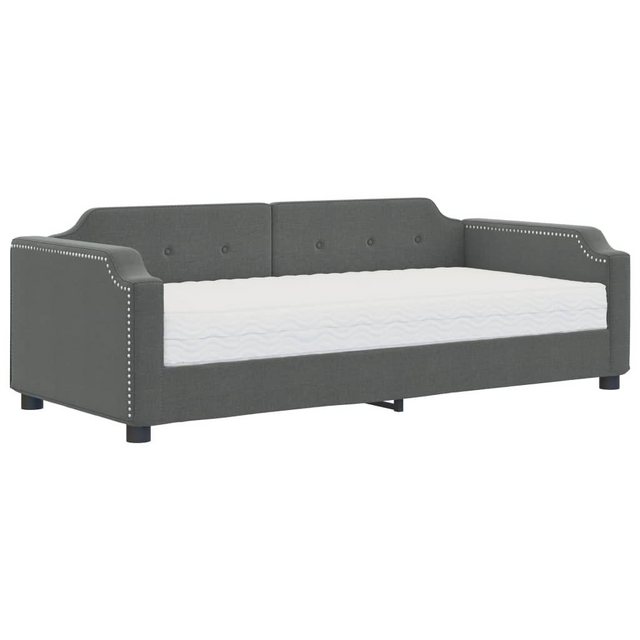 vidaXL Gästebett Tagesbett mit Matratze Dunkelgrau 90x200 cm Stoff Gästebet günstig online kaufen