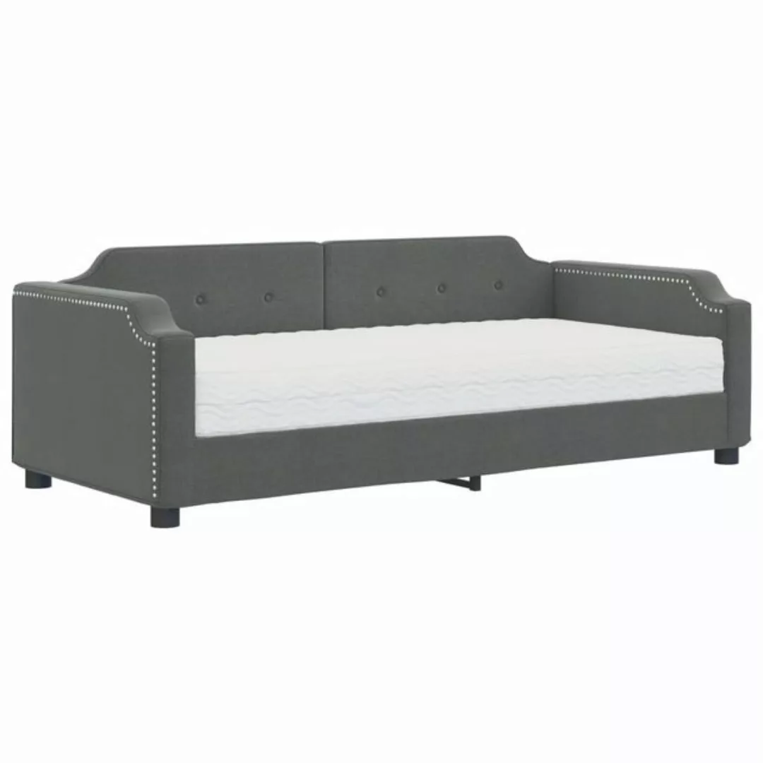 vidaXL Gästebett Tagesbett mit Matratze Dunkelgrau 90x200 cm Stoff Gästebet günstig online kaufen