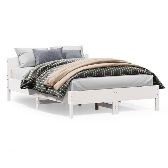 vidaXL Bett Massivholzbett mit Kopfteil Weiß 150x200 cm Kiefer günstig online kaufen