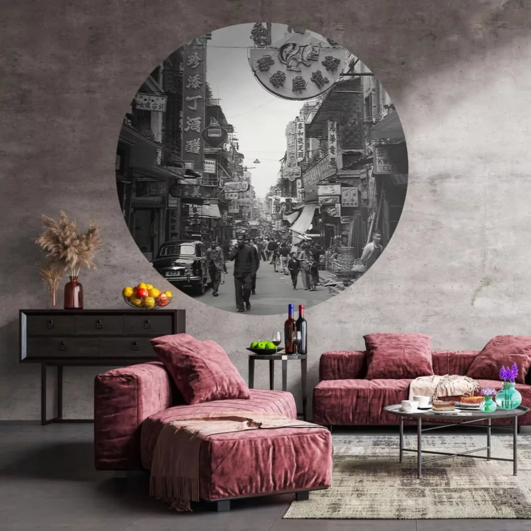 Wallart Fototapete Hong Kong The Old Days Rund 142,5 Cm günstig online kaufen