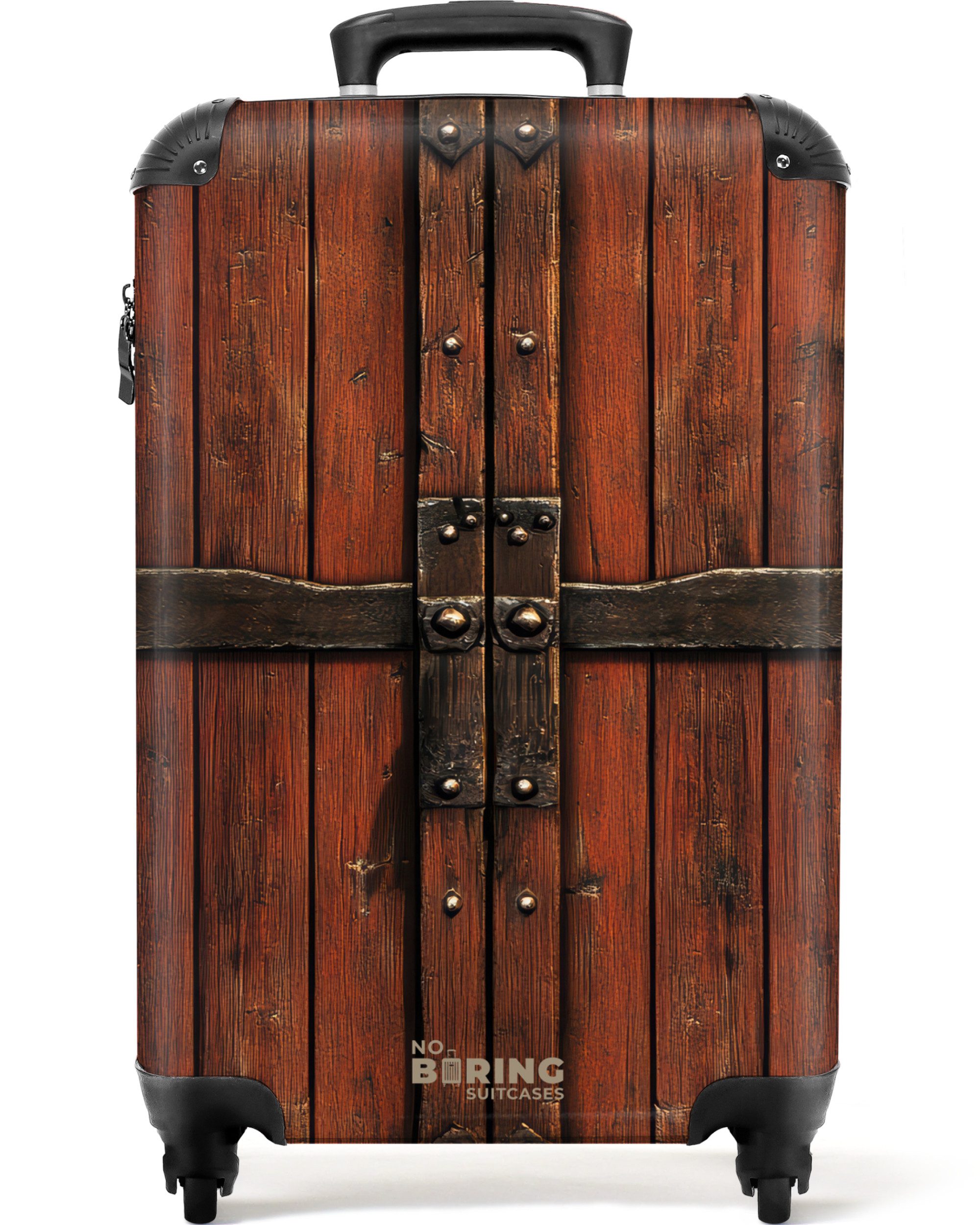 NoBoringSuitcases.com© Hartschalen-Trolley Rote Holztüren mit schmiedeeiser günstig online kaufen
