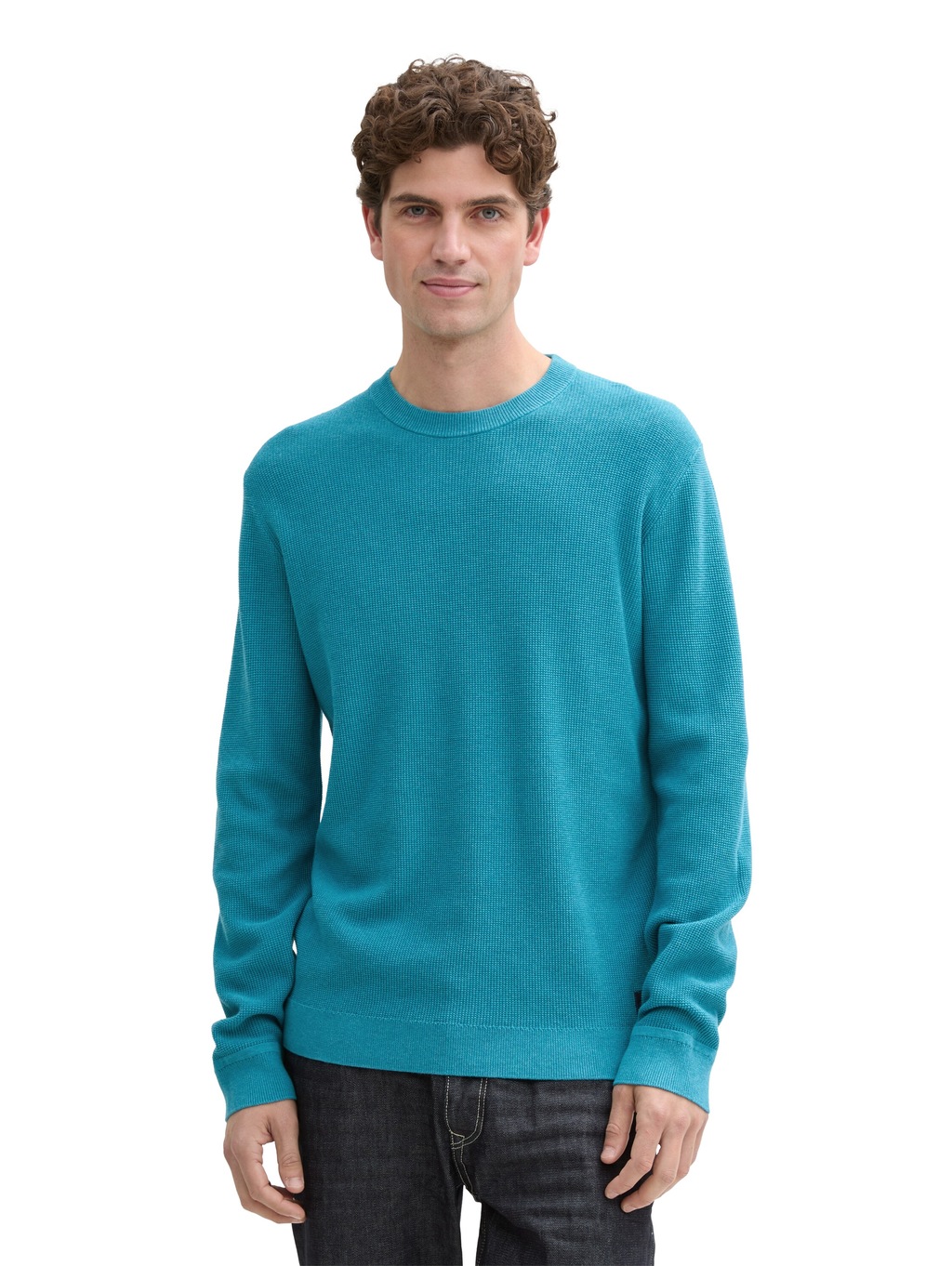 Tom Tailor Herren Rundhals Pullover STRUCTURED CREWNECK - Regular Fit günstig online kaufen