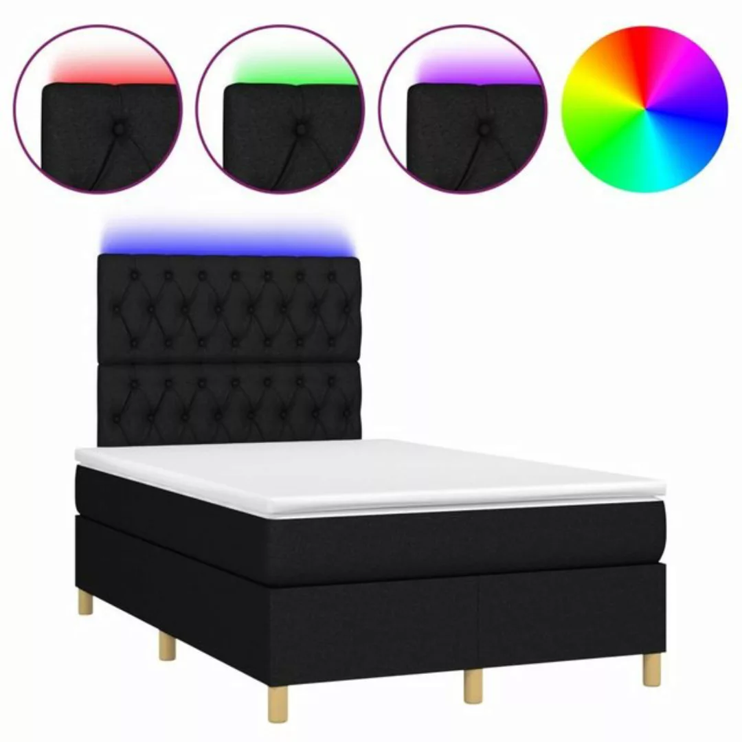 vidaXL Bettgestell Boxspringbett mit Matratze LED Schwarz 120x200 cm Stoff günstig online kaufen