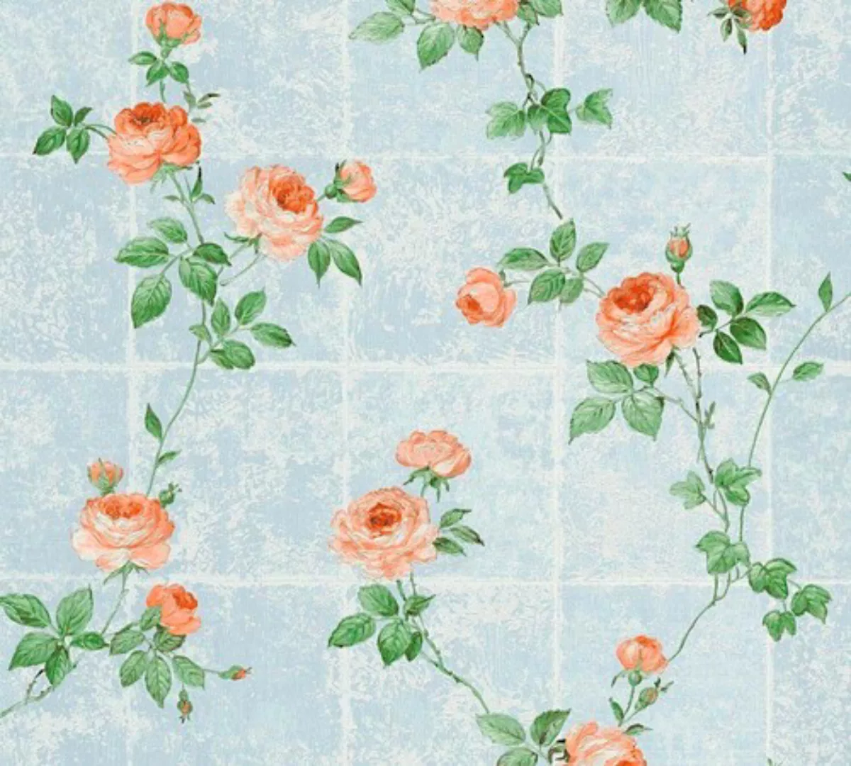 Bricoflor Shabby Chic Tapete mit Rosen Fliesen Vliestapete Rosenmuster in H günstig online kaufen