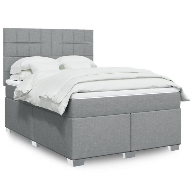 vidaXL Boxspringbett, Boxspringbett mit Matratze Hellgrau 140x200 cm Stoff günstig online kaufen