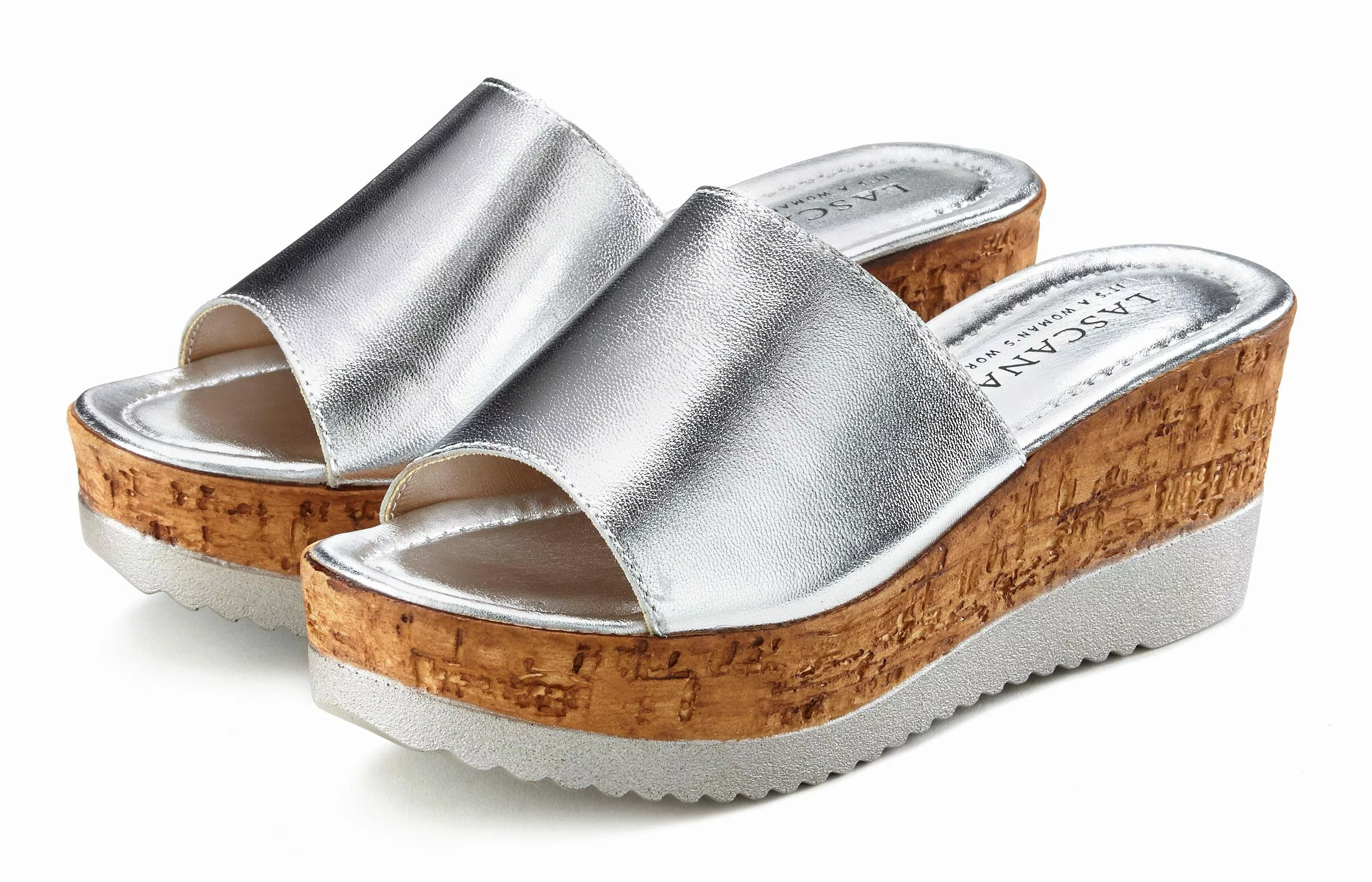 LASCANA Pantolette, Mule, Sandale, offener Schuh aus Leder mit Keilabsatz günstig online kaufen