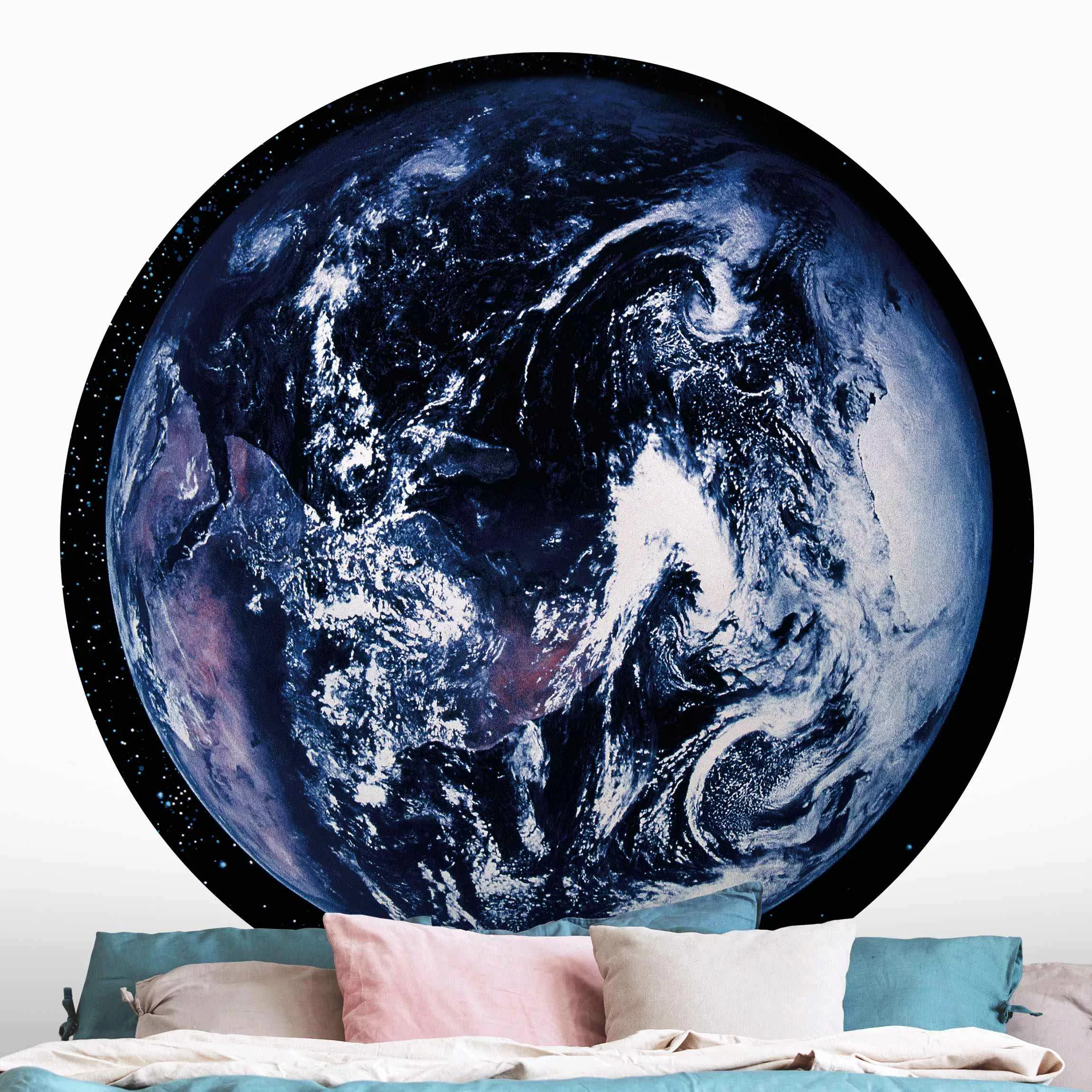 Bilderwelten Runde Tapete selbstklebend Planet Earth schwarz Gr. 50 x 50 günstig online kaufen