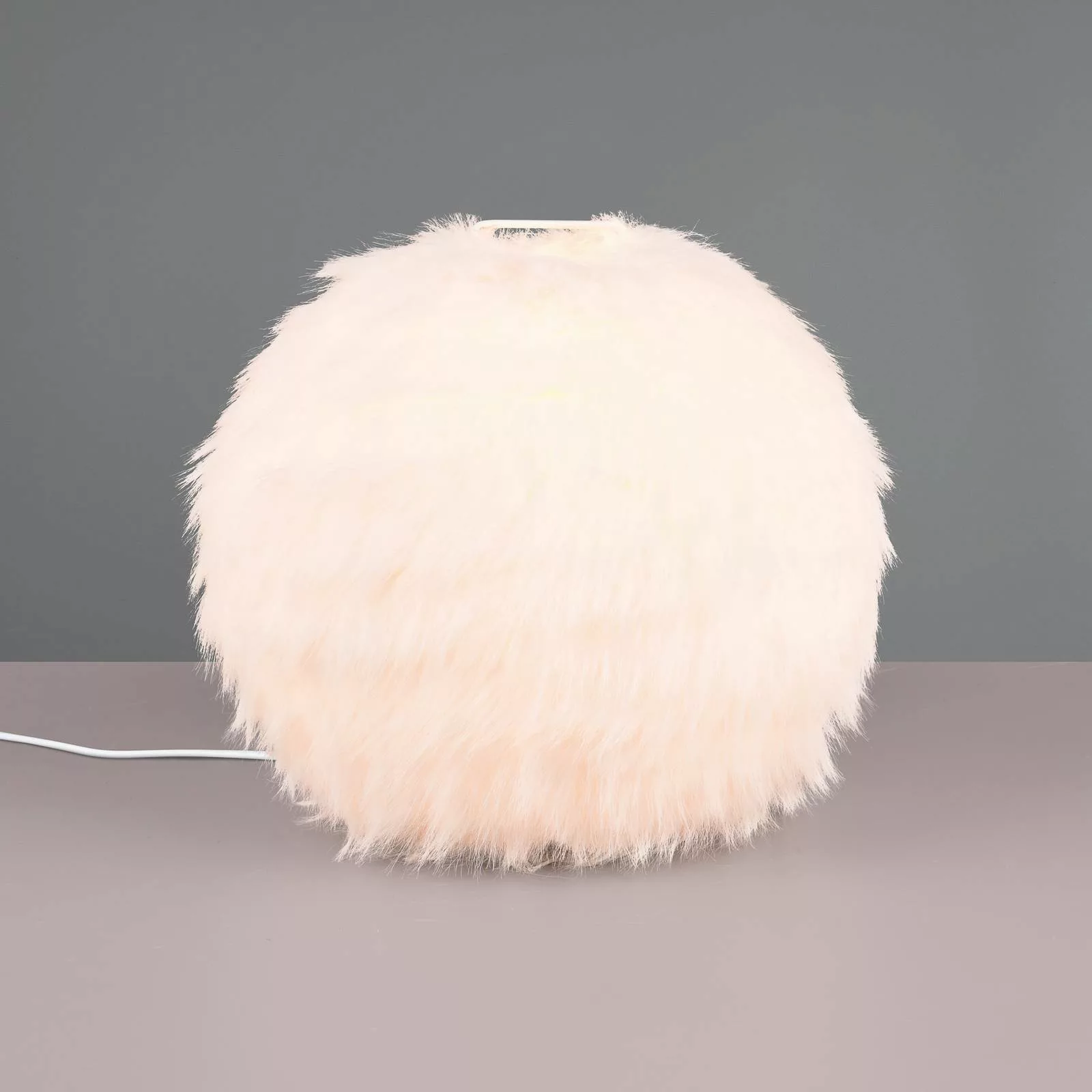 Tischleuchte Furry, Höhe 24 cm, sandfarben, Synthetik-Plüsch günstig online kaufen