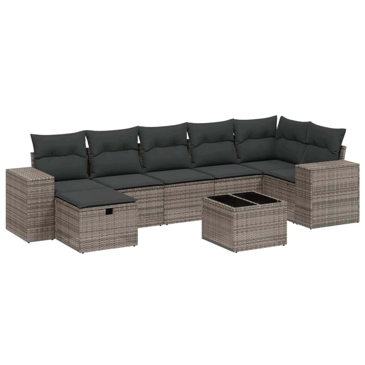 vidaXL 8-Tlg Garten-Sofagarnitur mit Kissen Grau Poly Rattan 3264446 günstig online kaufen
