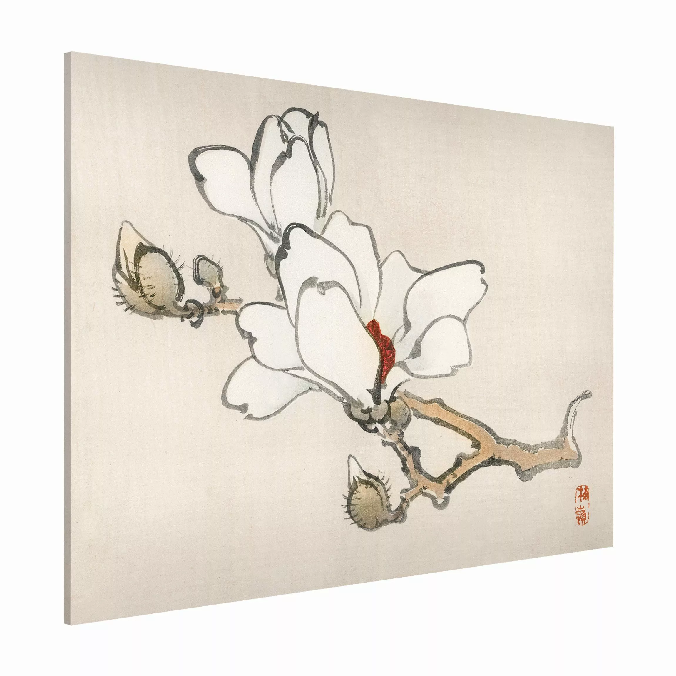 Magnettafel Blumen - Querformat 4:3 Asiatische Vintage Zeichnung Weiße Magn günstig online kaufen