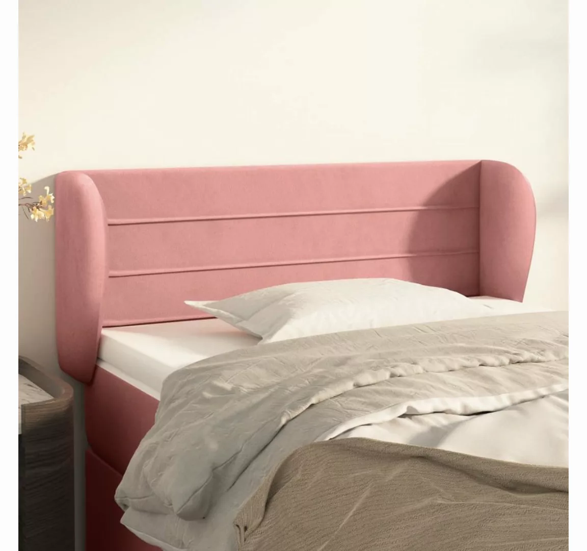 vidaXL Bett, Kopfteil mit Ohren Rosa 93x23x78/88 cm Samt günstig online kaufen