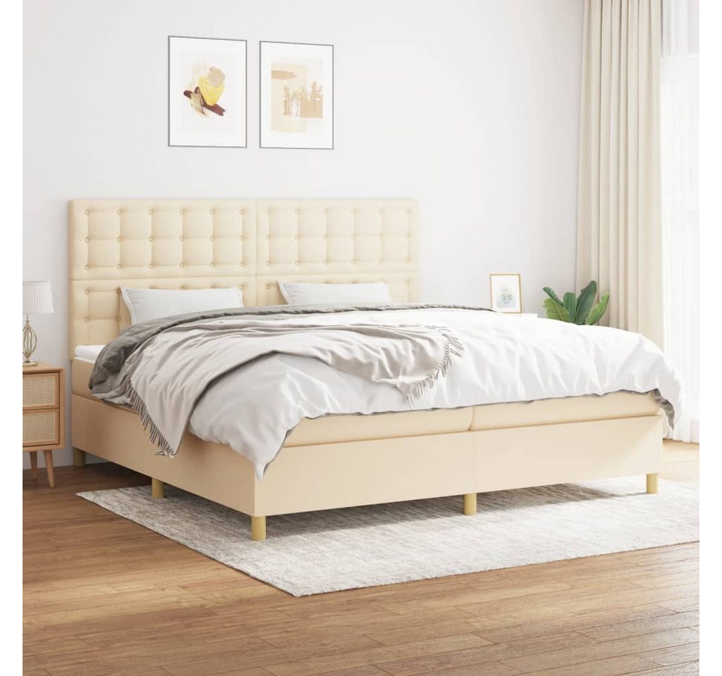 vidaXL Boxspringbett Boxspringbett mit Matratze Creme 200x200 cm Stoff Bett günstig online kaufen