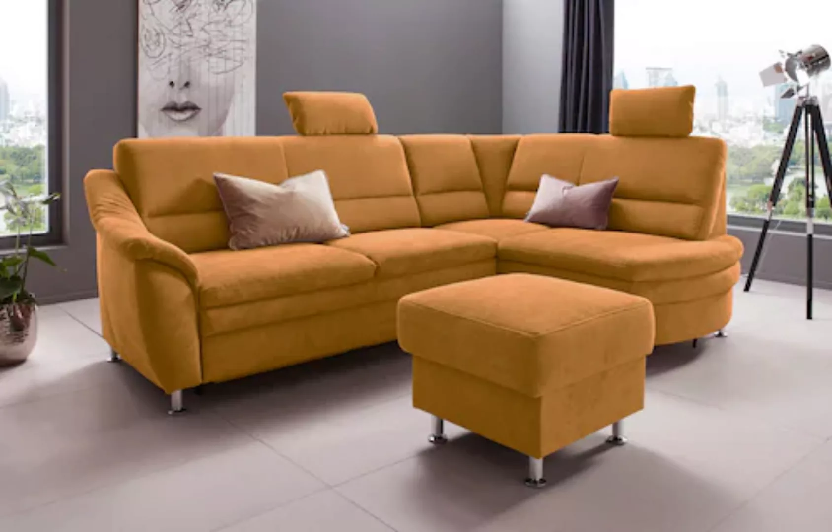 Places of Style Ecksofa »Cardoso L-Form«, Federkern, wahlweise mit Bett, Sc günstig online kaufen