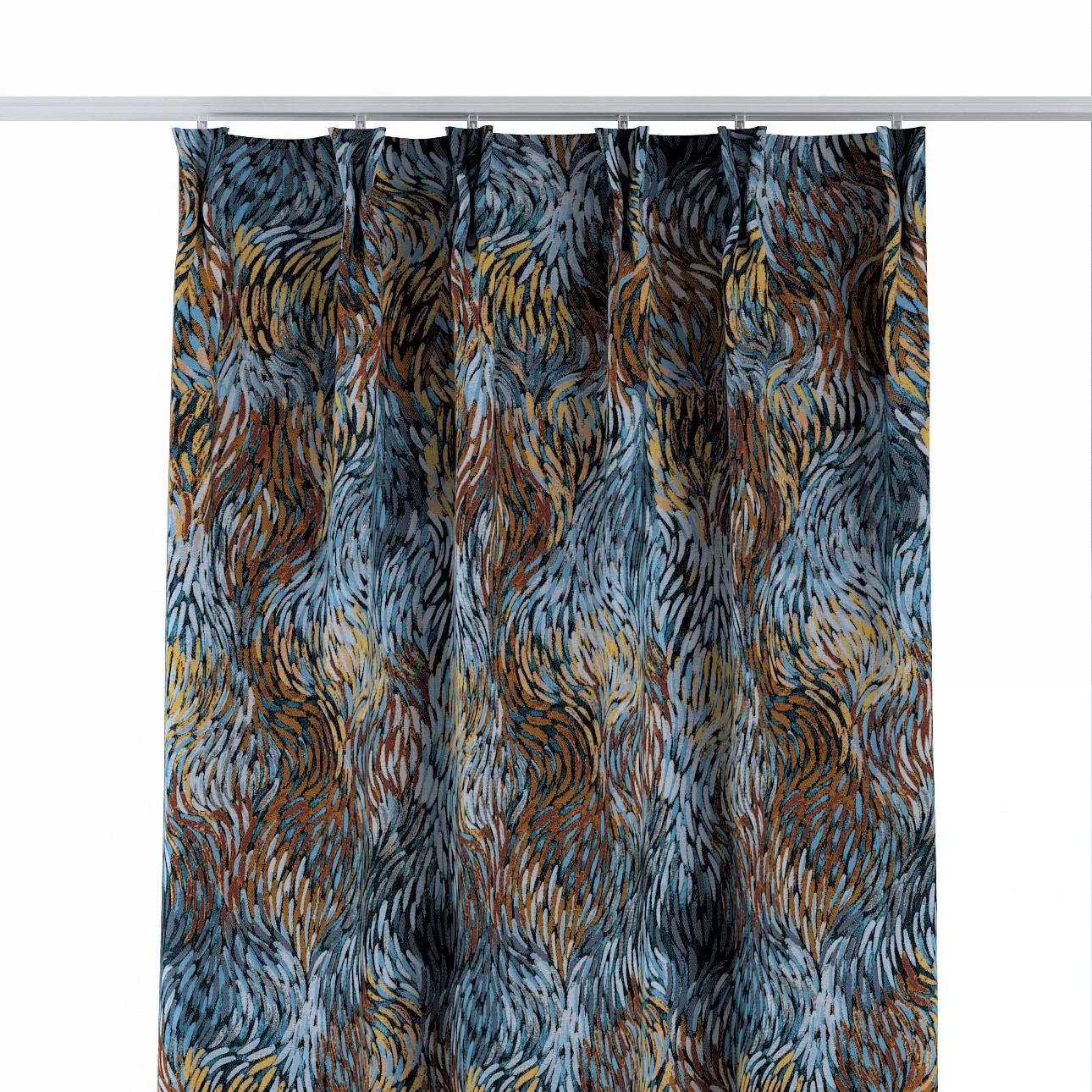 Vorhang mit flämischen 2-er Falten, blau- orange, Intenso Premium (144-37) günstig online kaufen