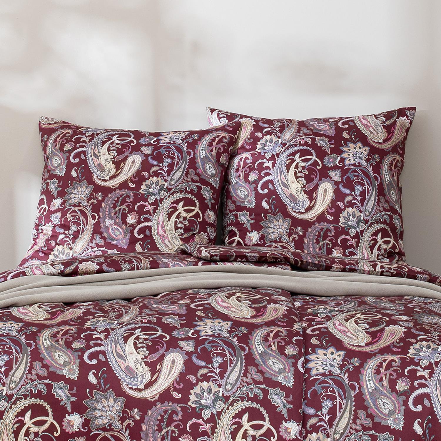 Estella Mako Satin Bettwäsche Soley 7608-955 Paisley Bordeaux 135x200 günstig online kaufen