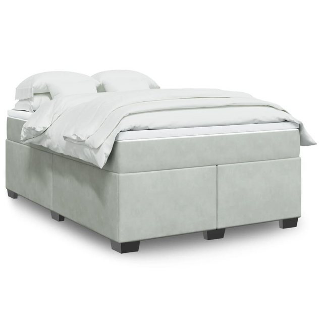 furnicato Bettgestell Boxspringbett mit Matratze Hellgrau 140x190 cm Samt günstig online kaufen