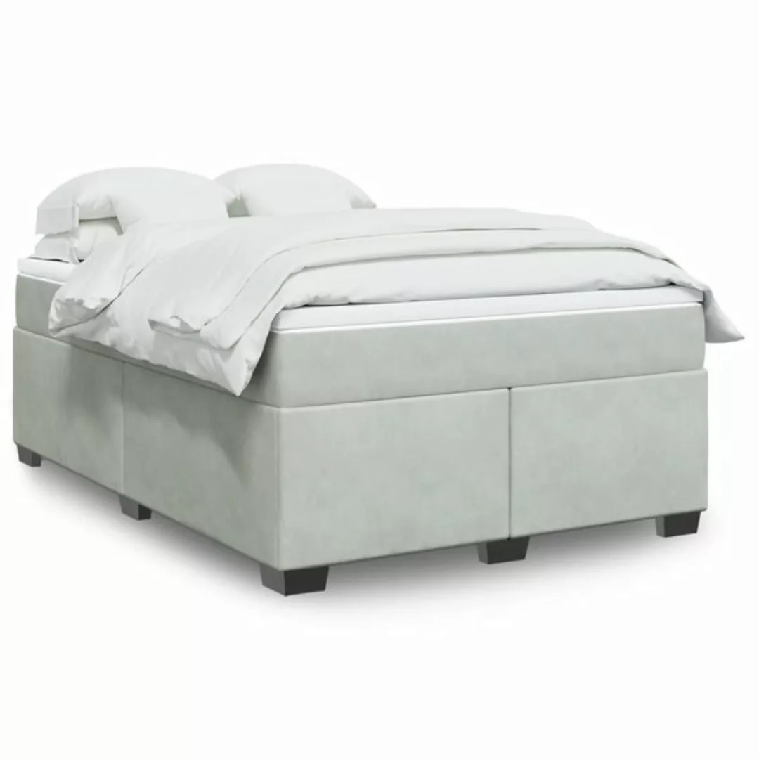 vidaXL Bettgestell Boxspringbett mit Matratze Hellgrau 160x200 cm Samt Bett günstig online kaufen