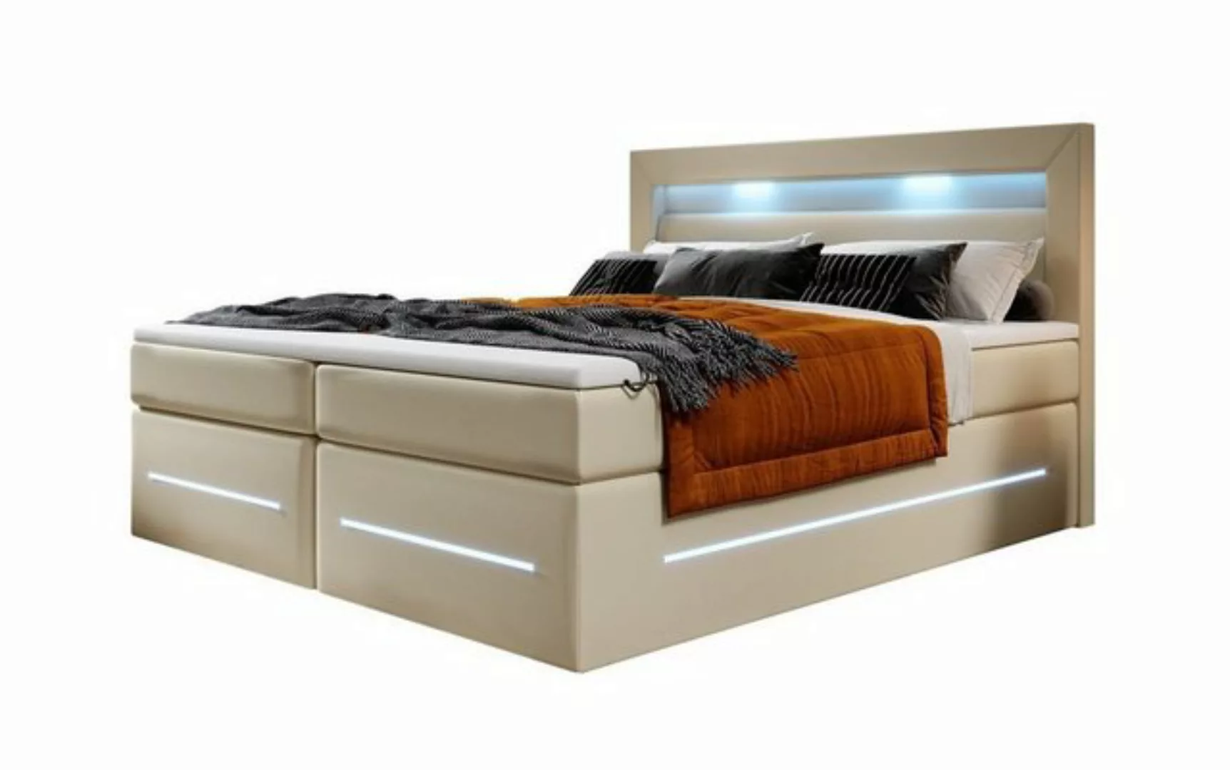 Baidani Boxspringbett Boxspringbett Sevilla mit LED und Stauraum günstig online kaufen