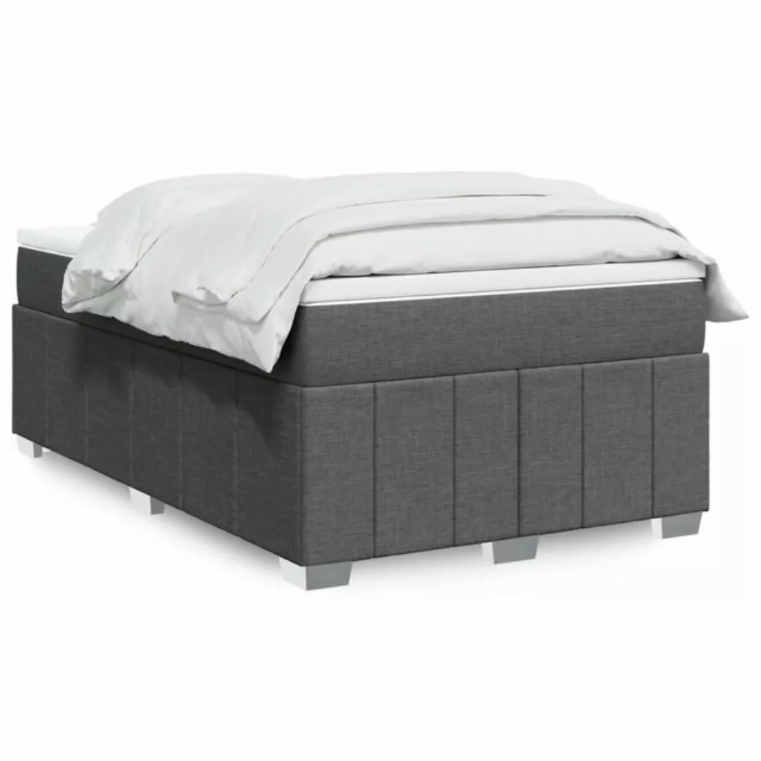 vidaXL Boxspringbett, Boxspringbett mit Matratze Dunkelgrau 120x200 cm Stof günstig online kaufen