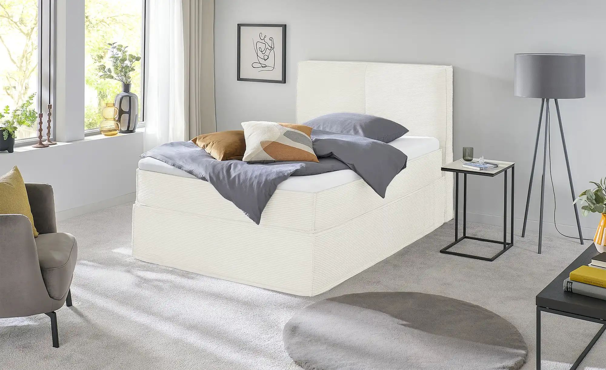 Boxi Boxspringbett mit trendigem Keder Boxi ¦ creme ¦ Maße (cm): B: 140 H: günstig online kaufen