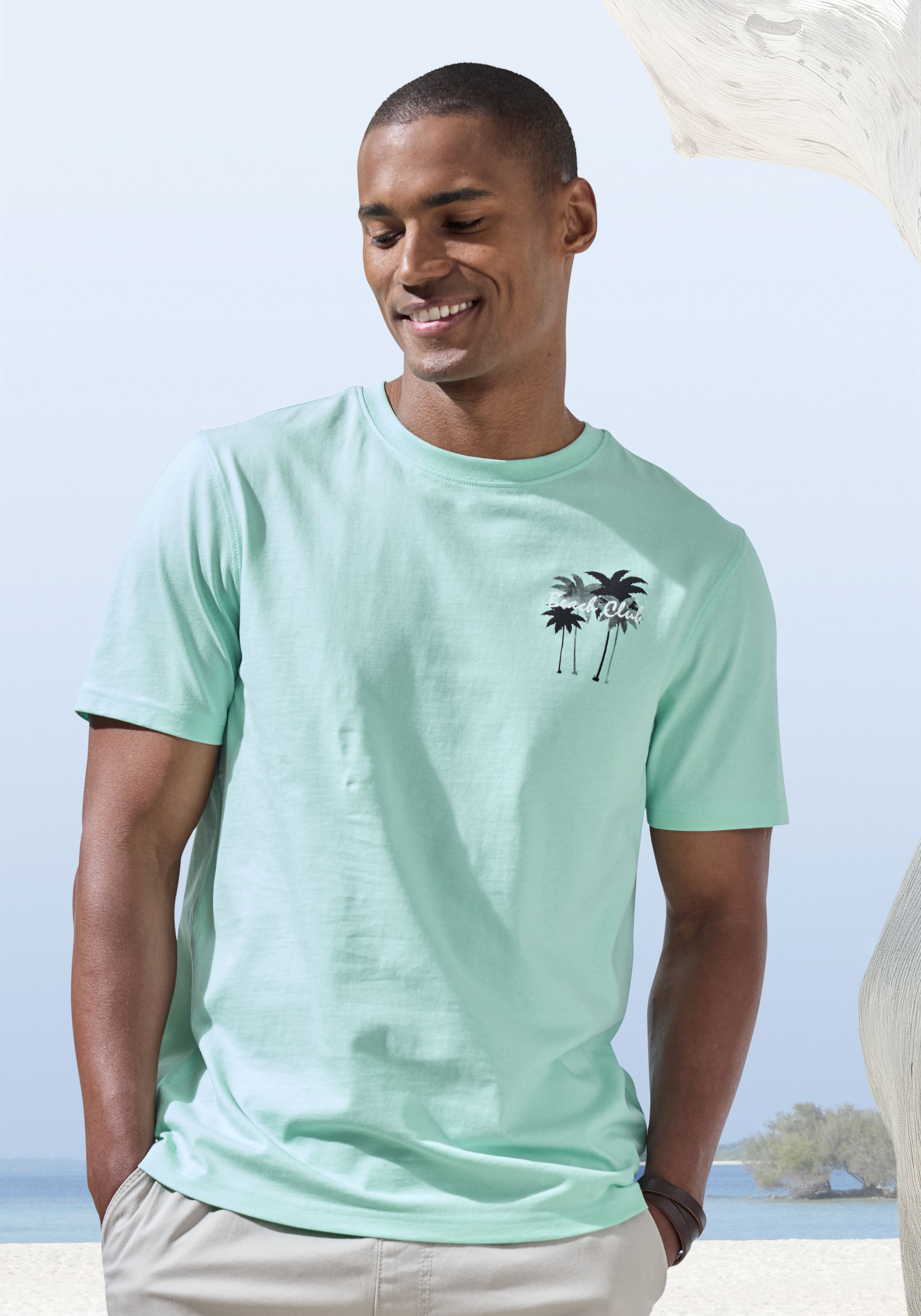 Beachtime T-Shirt "mit großem Rückenprint", Regular-Fit, mit Print vorn und günstig online kaufen
