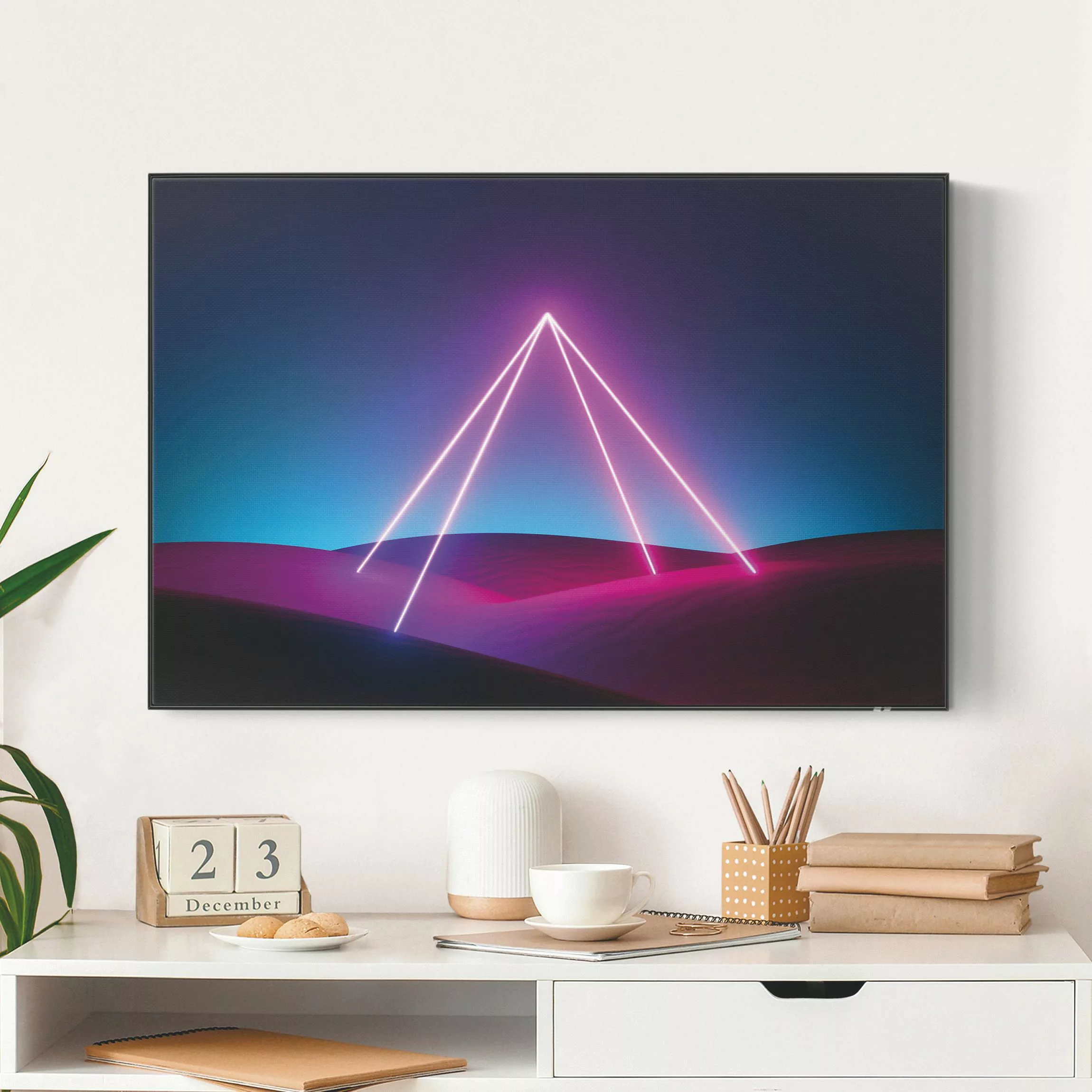 Akustik-Wechselbild Neonlichtpyramide günstig online kaufen