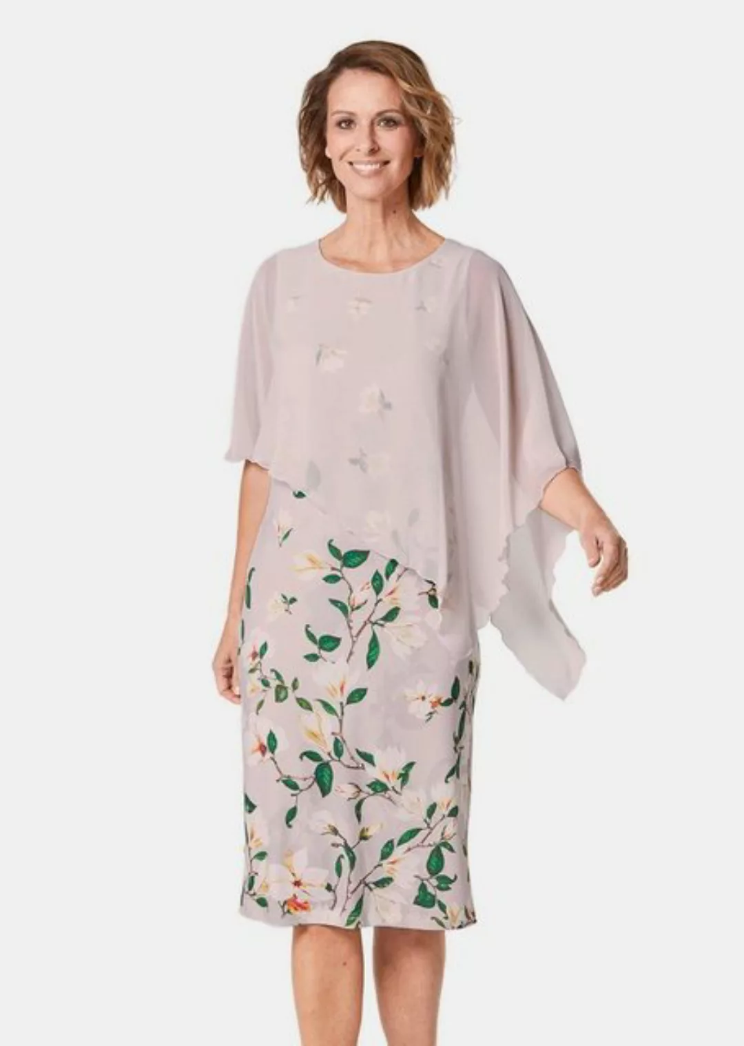 GOLDNER Abendkleid Kleid mit floralem Druck und Chiffonüberwurf günstig online kaufen