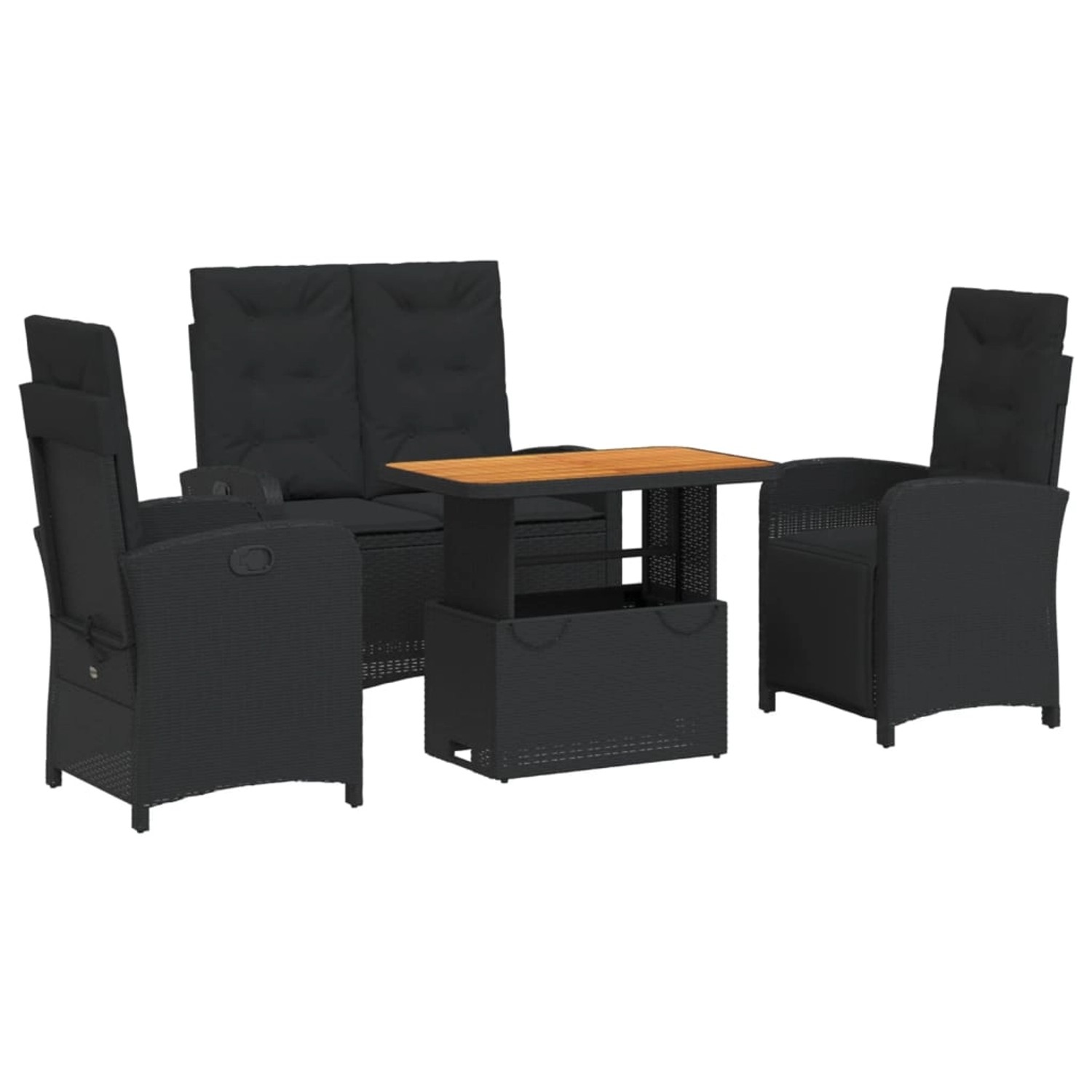 vidaXL 4-Tlg Garten-Essgruppe mit Kissen Schwarz Poly Rattan 3277336 günstig online kaufen