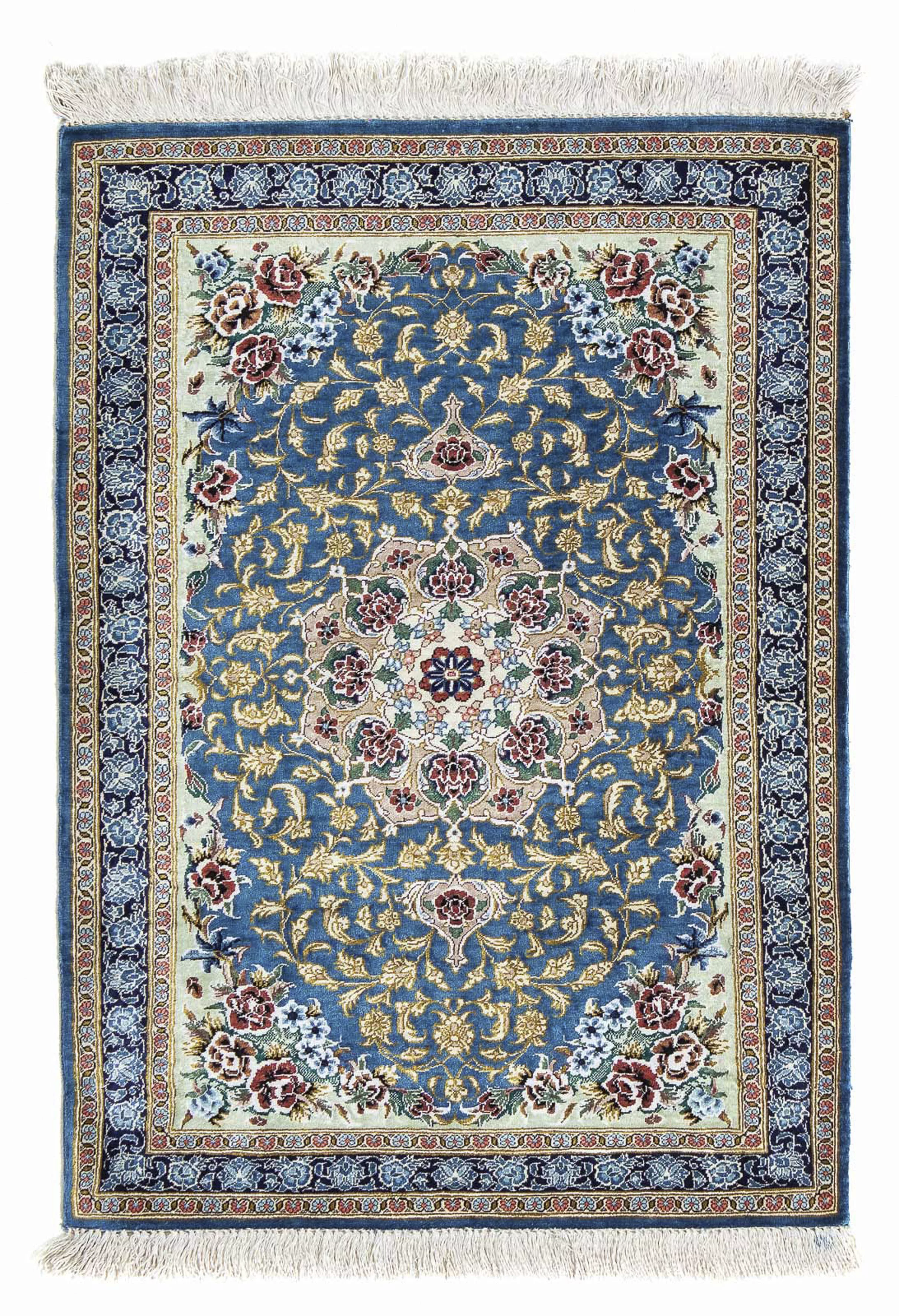 morgenland Orientteppich »Perser - Ghom - 86 x 60 cm - blau«, rechteckig, 1 günstig online kaufen