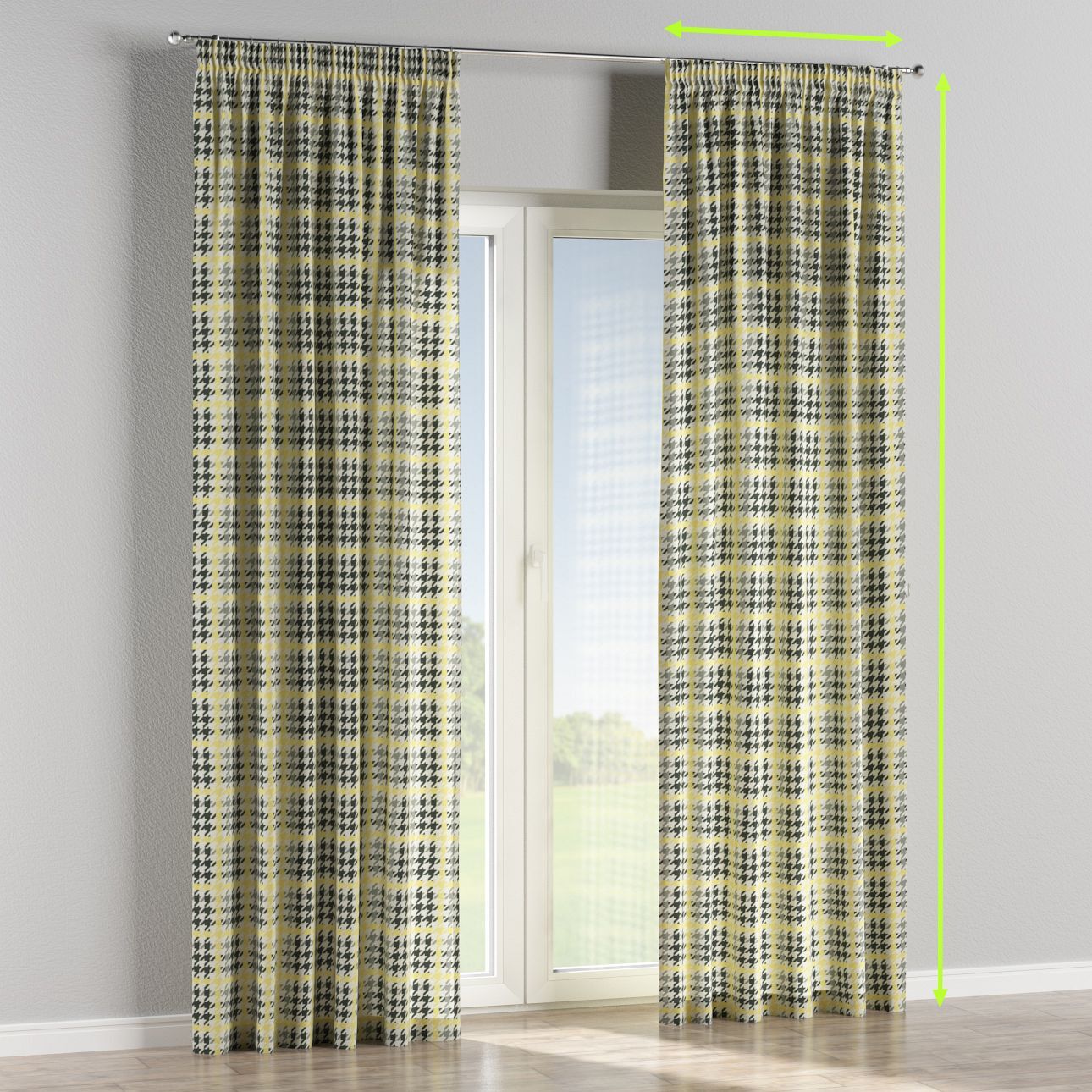 Gefütterter Vorhang mit Kräuselband, gelb-schwarz, SALE (137-79) günstig online kaufen