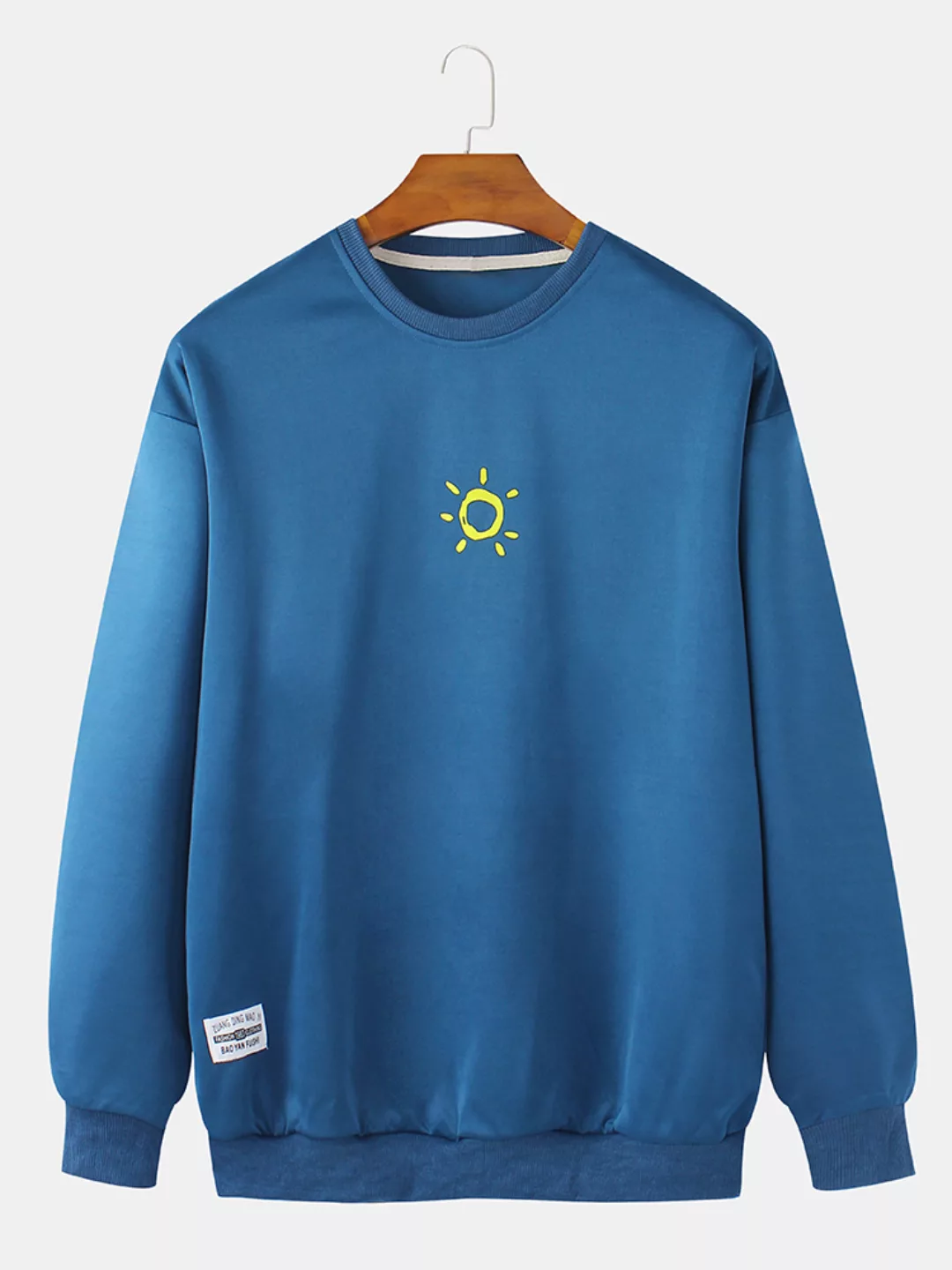Herren Baumwolle Sun Print Applique Casual Sweatshirts mit Rundhalsausschni günstig online kaufen