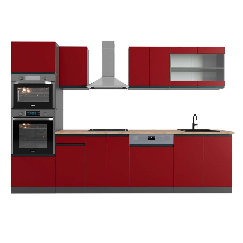 Vicco Küchenzeile R-Line, Rot/Anthrazit, 300 cm günstig online kaufen