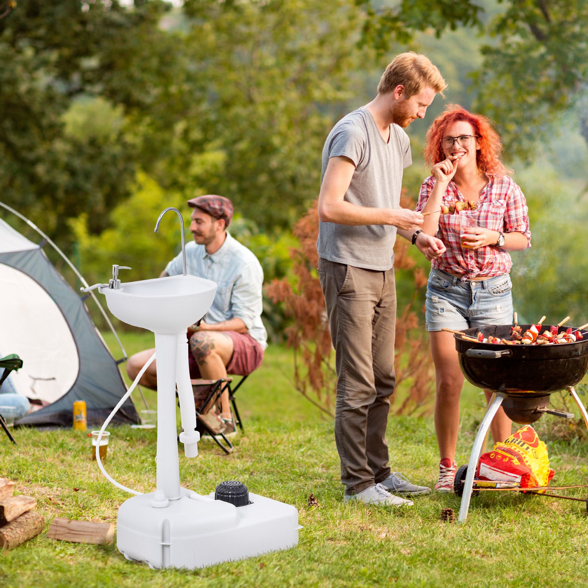 Outsunny Tragbare Handspüle für Garten & Camping 17L Wassertank mit Handtuc günstig online kaufen