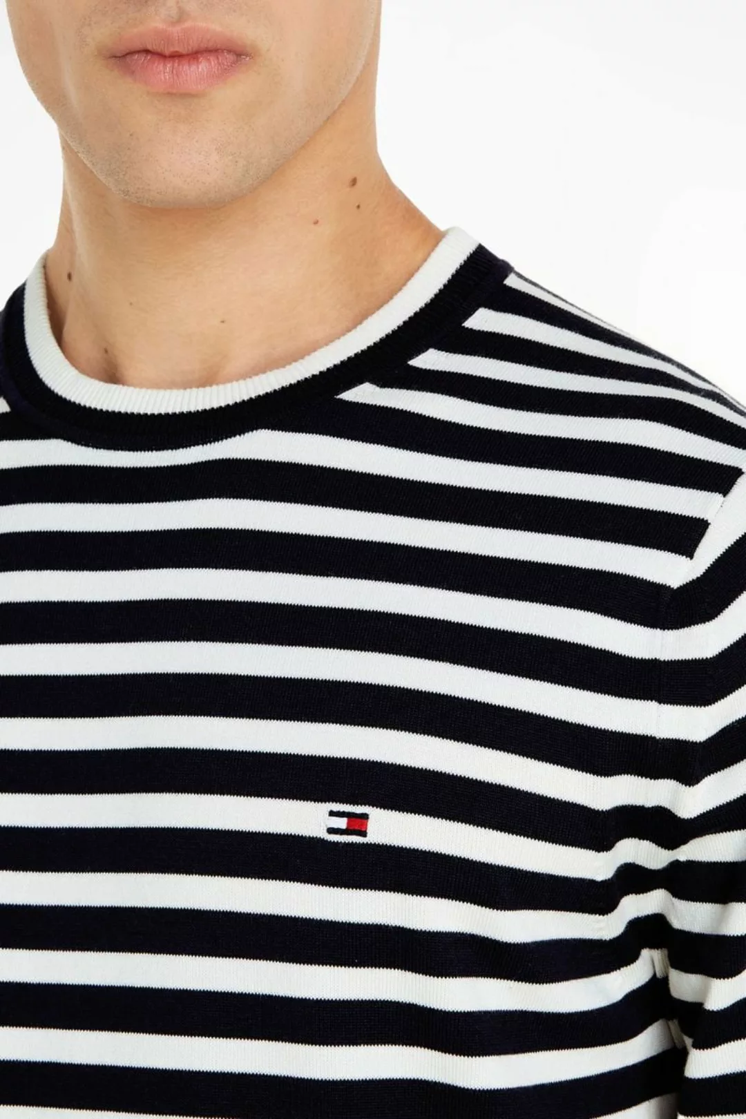 Tommy Hilfiger Pullover Streifen Navy - Größe M günstig online kaufen