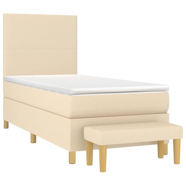 vidaXL Bettgestell Boxspringbett mit Matratze Creme 80x200 cm Stoff Bett Be günstig online kaufen